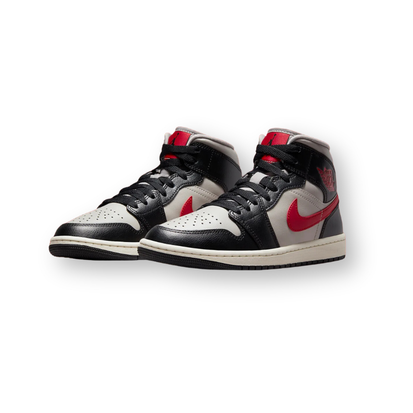Air Jordan 1 Mid Black College Grey Gym Red (W)