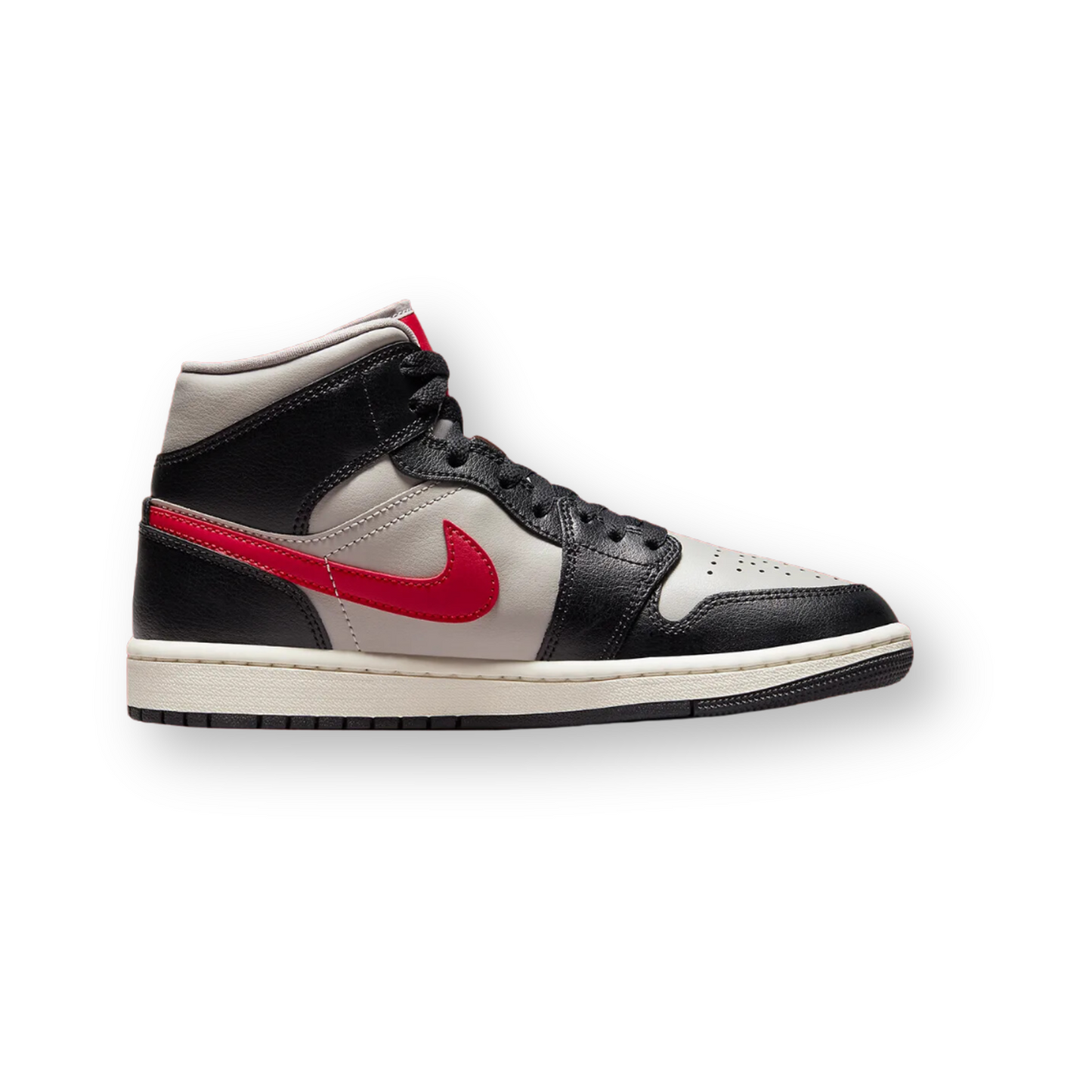 Air Jordan 1 Mid Black College Grey Gym Red (W)