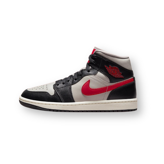 Air Jordan 1 Mid Black College Grey Gym Red (W)